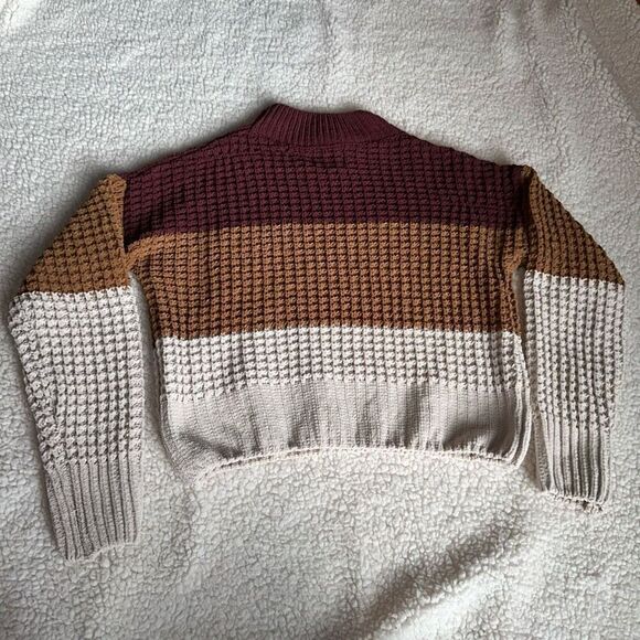 Pink Rose Turtleneck Cropped Striped Sweater - Picture 5 of 5